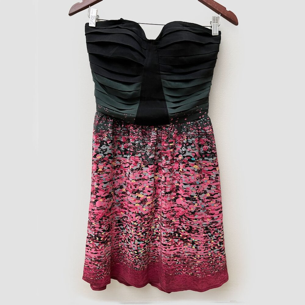 Charlie Jade Silk Strapless Dress Multicolor Print Size S